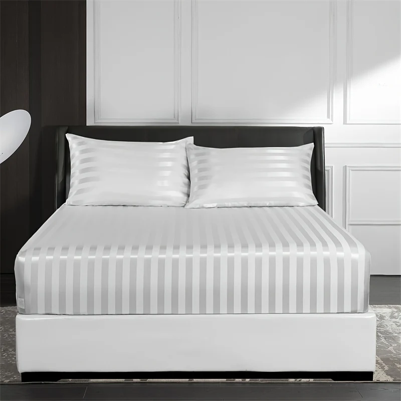 Luxurious Striped Woven Fitted Sheet - Soft, Breathable & Easy-Care Design for Superior Comfort and Healthy Sleep