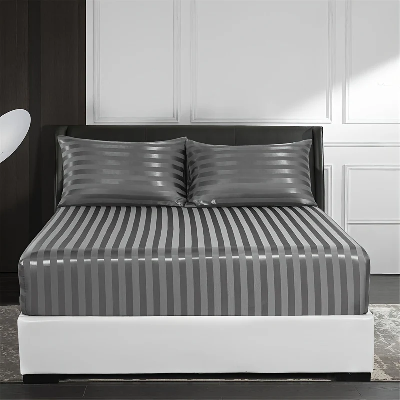 Luxurious Striped Woven Fitted Sheet - Soft, Breathable & Easy-Care Design for Superior Comfort and Healthy Sleep - Image 5