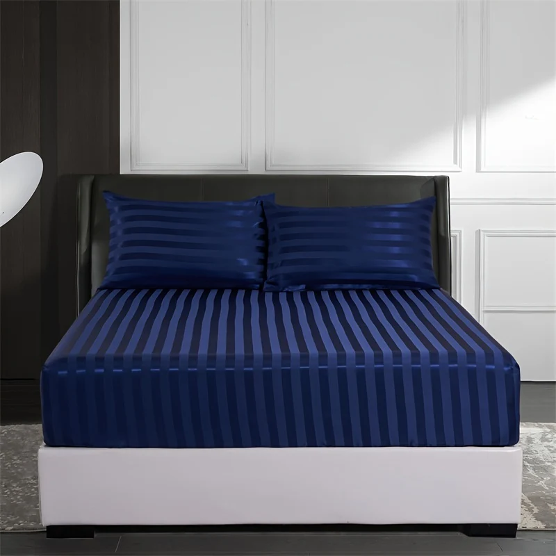 Luxurious Striped Woven Fitted Sheet - Soft, Breathable & Easy-Care Design for Superior Comfort and Healthy Sleep - Image 6