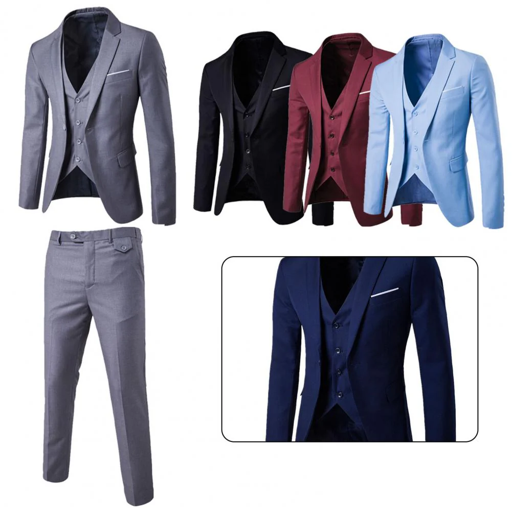 Luxury 2 piece men's wedding suit fashion men's slim solid color business office suit sets large size men Blazer+ pants - Image 15