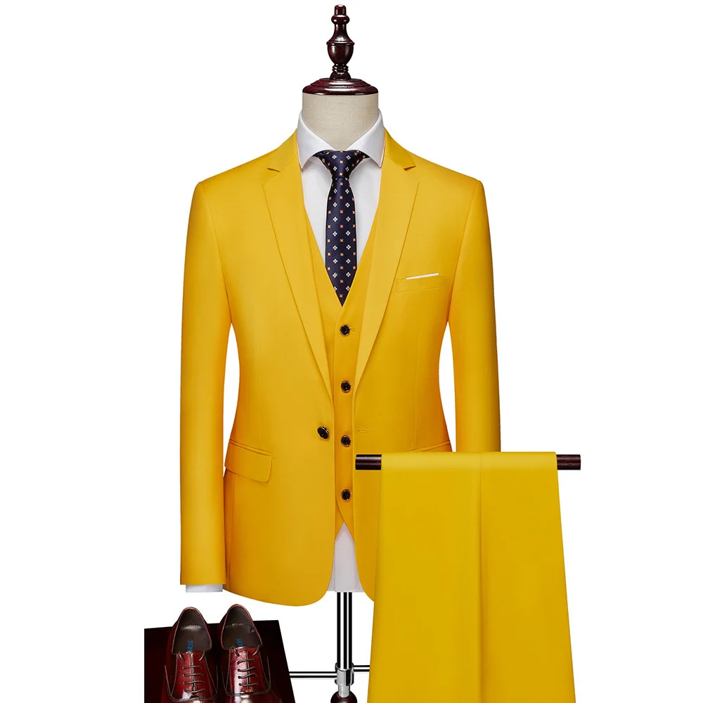 Luxury 3 Piece Men's Wedding Suit Fashion Men's Slim Solid Color Business Office Suit Sets Large Size Men Blazer+ Pants + Vest - Image 15