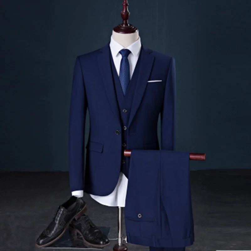 Luxury 3 Piece Men's Wedding Suit Fashion Men's Slim Solid Color Business Office Suit Sets Large Size Men Blazer+ Pants + Vest - Image 28