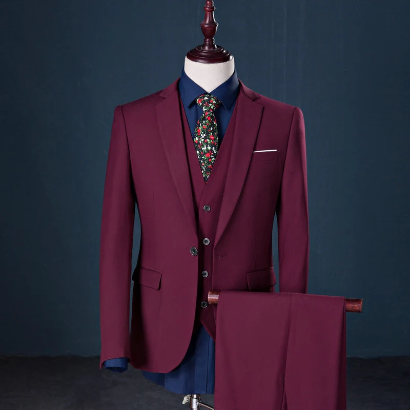 Luxury 3 Piece Men's Wedding Suit Fashion Men's Slim Solid Color Business Office Suit Sets Large Size Men Blazer+ Pants + Vest - Image 6