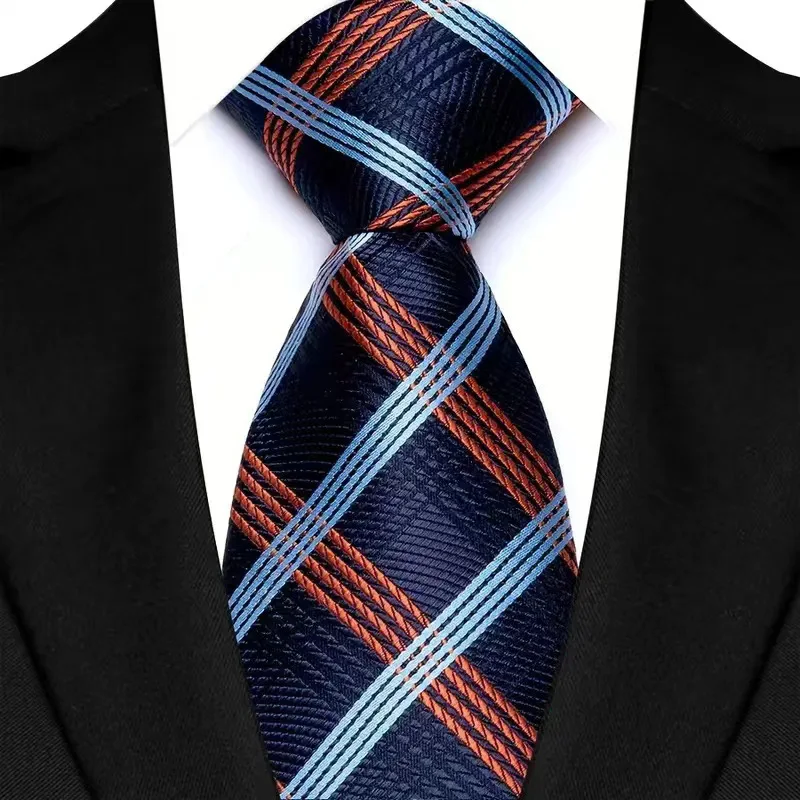 Luxury 8CM Mens Necktie Brown Orange Color Dot Stripes Ties For Man Groom Jacquard Woven Neck Tie For Business Wedding Party - Image 14