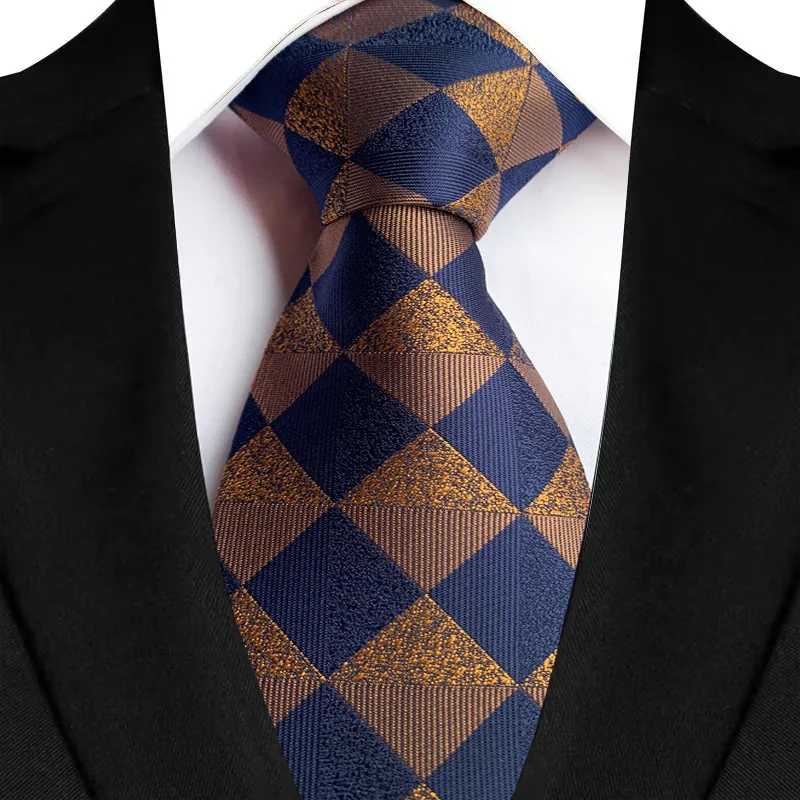 Luxury 8CM Mens Necktie Brown Orange Color Dot Stripes Ties For Man Groom Jacquard Woven Neck Tie For Business Wedding Party - Image 16