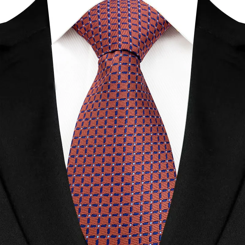 Luxury 8CM Mens Necktie Brown Orange Color Dot Stripes Ties For Man Groom Jacquard Woven Neck Tie For Business Wedding Party - Image 17
