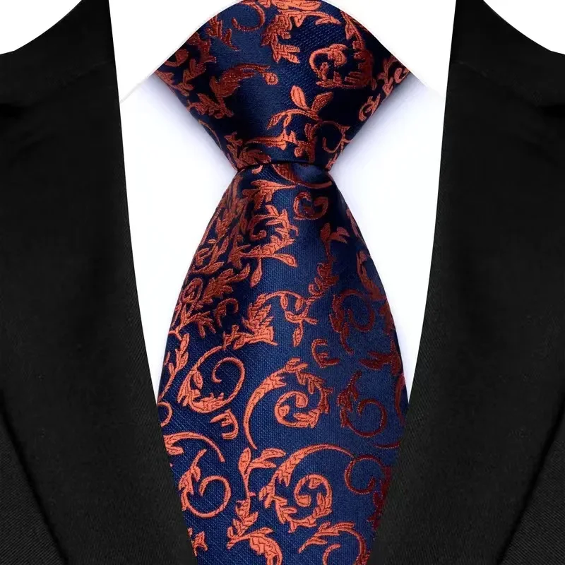 Luxury 8CM Mens Necktie Brown Orange Color Dot Stripes Ties For Man Groom Jacquard Woven Neck Tie For Business Wedding Party - Image 20