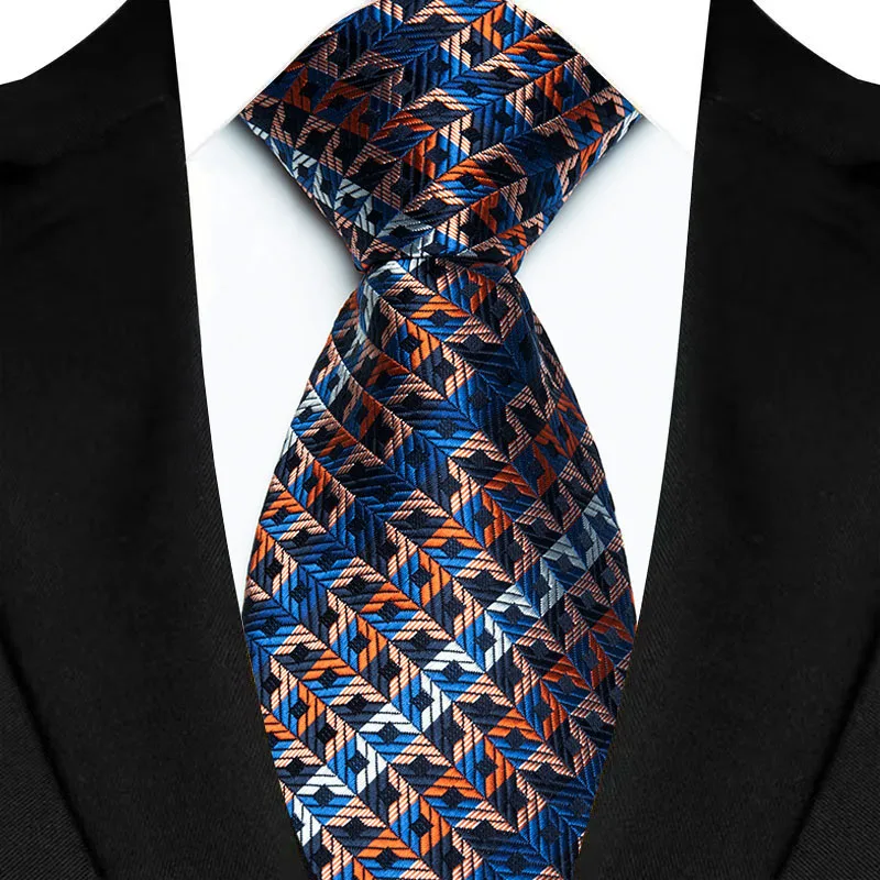 Luxury 8CM Mens Necktie Brown Orange Color Dot Stripes Ties For Man Groom Jacquard Woven Neck Tie For Business Wedding Party - Image 21