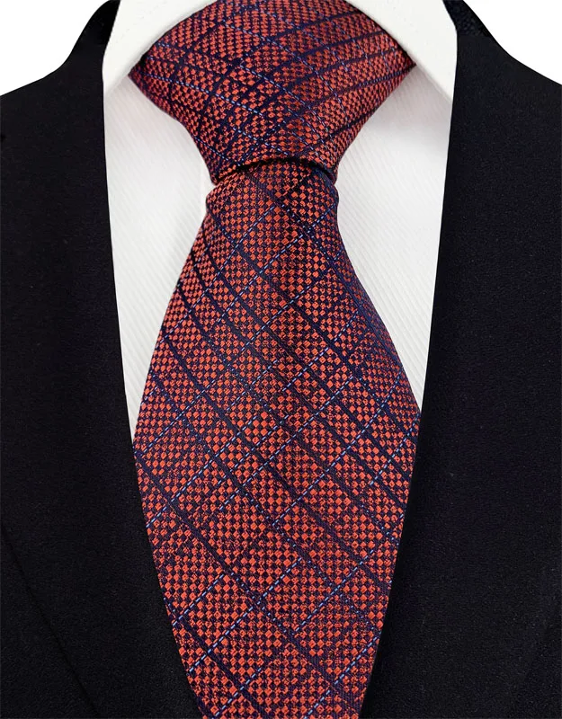Luxury 8CM Mens Necktie Brown Orange Color Dot Stripes Ties For Man Groom Jacquard Woven Neck Tie For Business Wedding Party - Image 23