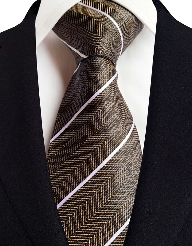 Luxury 8CM Mens Necktie Brown Orange Color Dot Stripes Ties For Man Groom Jacquard Woven Neck Tie For Business Wedding Party - Image 24