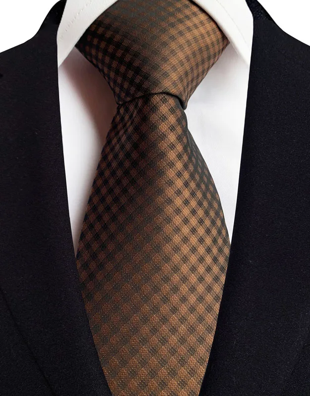 Luxury 8CM Mens Necktie Brown Orange Color Dot Stripes Ties For Man Groom Jacquard Woven Neck Tie For Business Wedding Party - Image 25