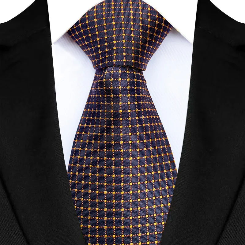 Luxury 8CM Mens Necktie Brown Orange Color Dot Stripes Ties For Man Groom Jacquard Woven Neck Tie For Business Wedding Party - Image 30