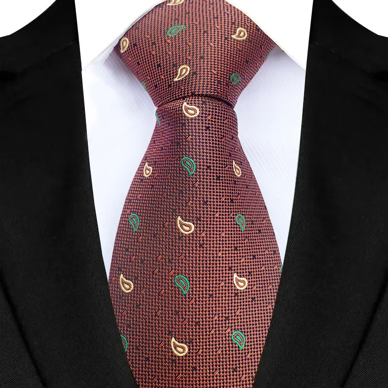 Luxury 8CM Mens Necktie Brown Orange Color Dot Stripes Ties For Man Groom Jacquard Woven Neck Tie For Business Wedding Party - Image 39