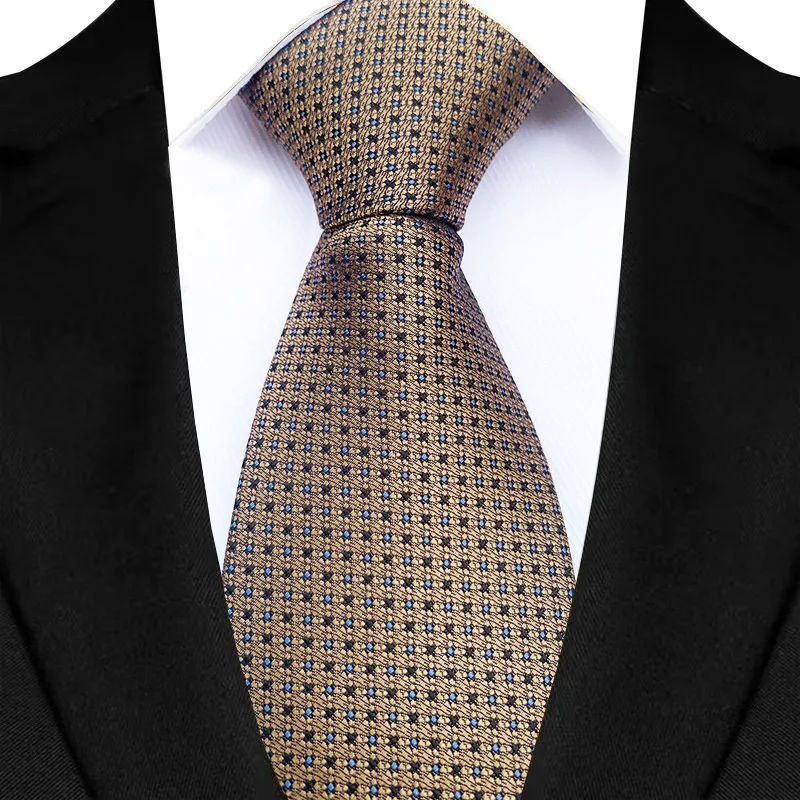 Luxury 8CM Mens Necktie Brown Orange Color Dot Stripes Ties For Man Groom Jacquard Woven Neck Tie For Business Wedding Party - Image 43