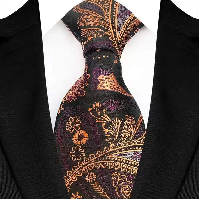 Luxury 8CM Mens Necktie Brown Orange Color Dot Stripes Ties For Man Groom Jacquard Woven Neck Tie For Business Wedding Party - Image 45