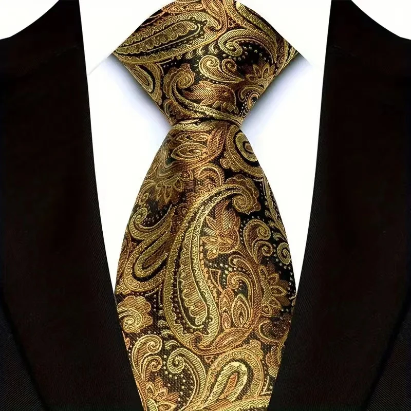Luxury 8CM Mens Necktie Brown Orange Color Dot Stripes Ties For Man Groom Jacquard Woven Neck Tie For Business Wedding Party - Image 46