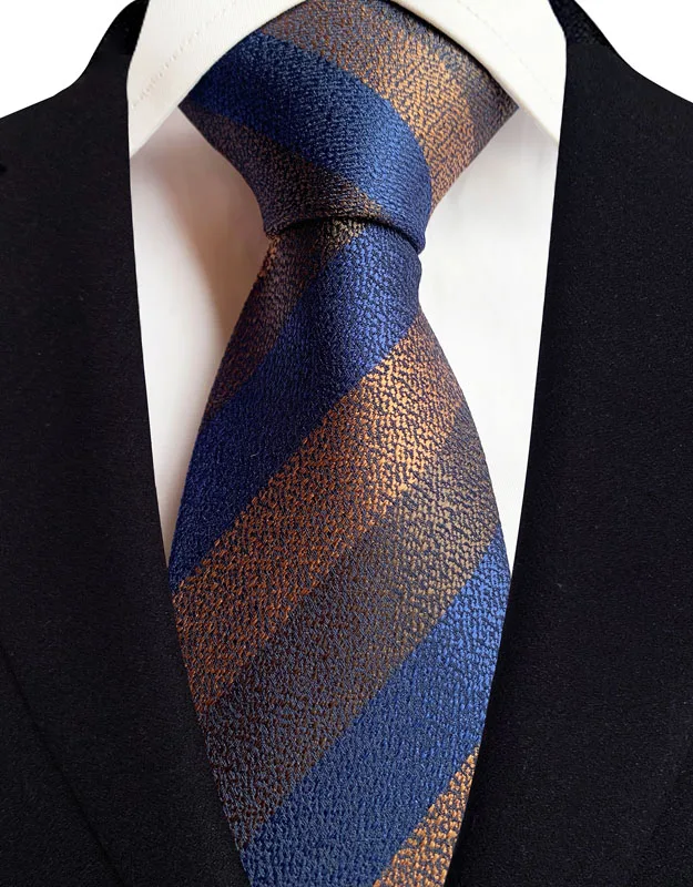 Luxury 8CM Mens Necktie Brown Orange Color Dot Stripes Ties For Man Groom Jacquard Woven Neck Tie For Business Wedding Party - Image 11
