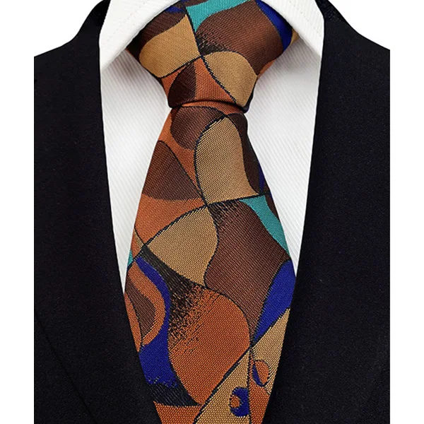 Luxury 8CM Mens Necktie Brown Orange Color Dot Stripes Ties For Man Groom Jacquard Woven Neck Tie For Business Wedding Party - Image 14