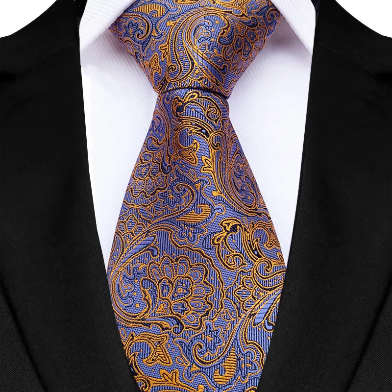 Luxury 8CM Mens Necktie Brown Orange Color Dot Stripes Ties For Man Groom Jacquard Woven Neck Tie For Business Wedding Party - Image 15