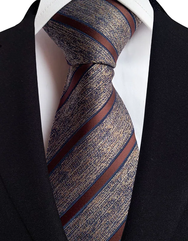 Luxury 8CM Mens Necktie Brown Orange Color Dot Stripes Ties For Man Groom Jacquard Woven Neck Tie For Business Wedding Party - Image 20