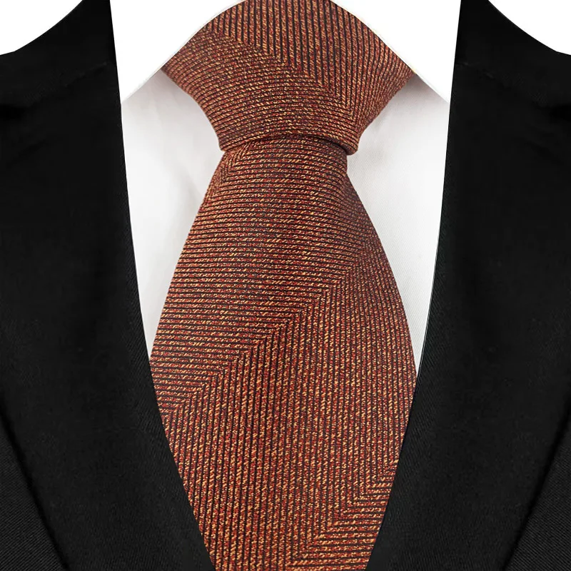 Luxury 8CM Mens Necktie Brown Orange Color Dot Stripes Ties For Man Groom Jacquard Woven Neck Tie For Business Wedding Party - Image 23