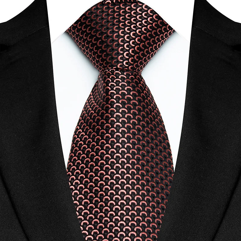 Luxury 8CM Mens Necktie Brown Orange Color Dot Stripes Ties For Man Groom Jacquard Woven Neck Tie For Business Wedding Party - Image 25