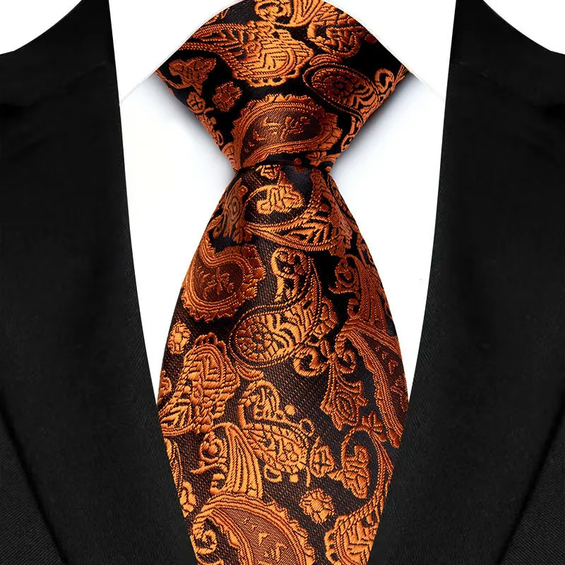 Luxury 8CM Mens Necktie Brown Orange Color Dot Stripes Ties For Man Groom Jacquard Woven Neck Tie For Business Wedding Party - Image 26