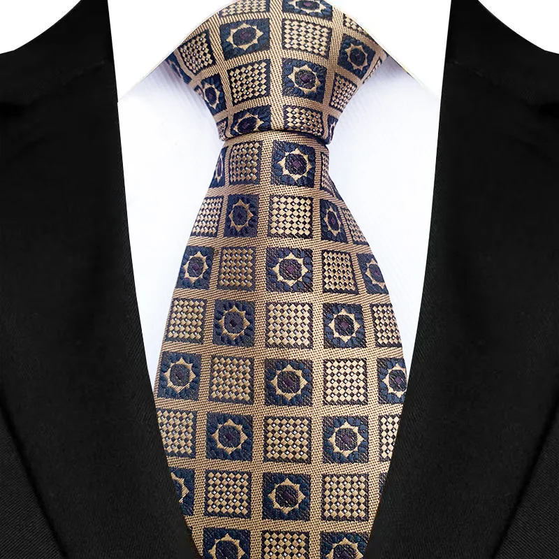 Luxury 8CM Mens Necktie Brown Orange Color Dot Stripes Ties For Man Groom Jacquard Woven Neck Tie For Business Wedding Party - Image 28