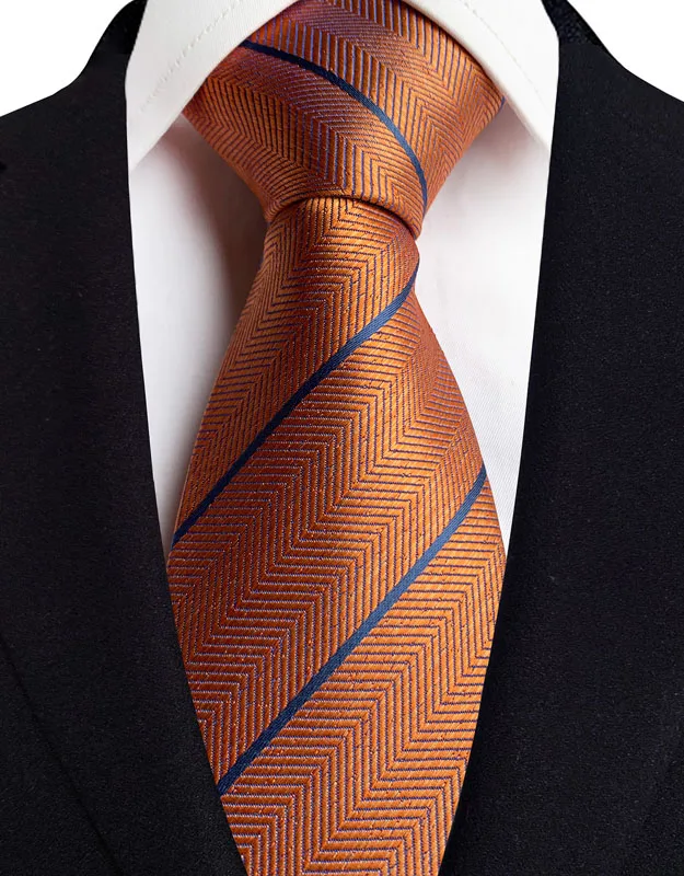 Luxury 8CM Mens Necktie Brown Orange Color Dot Stripes Ties For Man Groom Jacquard Woven Neck Tie For Business Wedding Party - Image 29