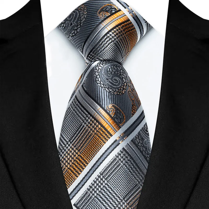Luxury 8CM Mens Necktie Brown Orange Color Dot Stripes Ties For Man Groom Jacquard Woven Neck Tie For Business Wedding Party - Image 31