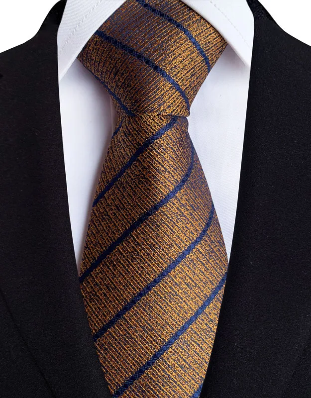 Luxury 8CM Mens Necktie Brown Orange Color Dot Stripes Ties For Man Groom Jacquard Woven Neck Tie For Business Wedding Party - Image 34