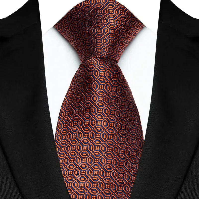 Luxury 8CM Mens Necktie Brown Orange Color Dot Stripes Ties For Man Groom Jacquard Woven Neck Tie For Business Wedding Party - Image 35