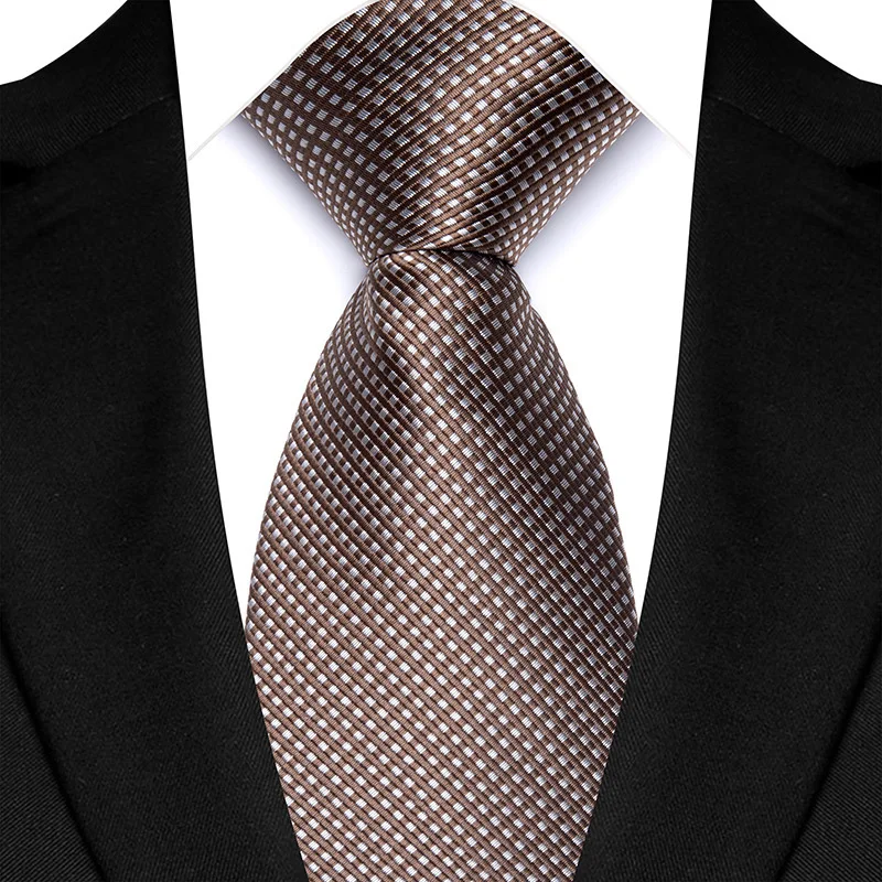Luxury 8CM Mens Necktie Brown Orange Color Dot Stripes Ties For Man Groom Jacquard Woven Neck Tie For Business Wedding Party - Image 43