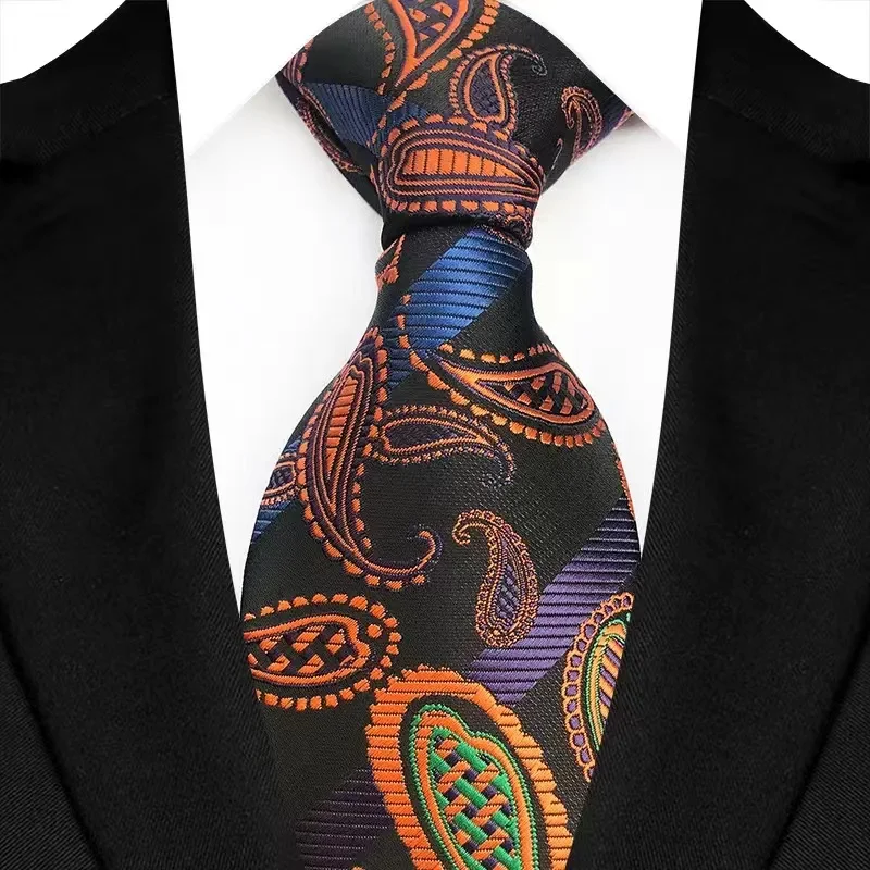Luxury 8CM Mens Necktie Brown Orange Color Dot Stripes Ties For Man Groom Jacquard Woven Neck Tie For Business Wedding Party - Image 45