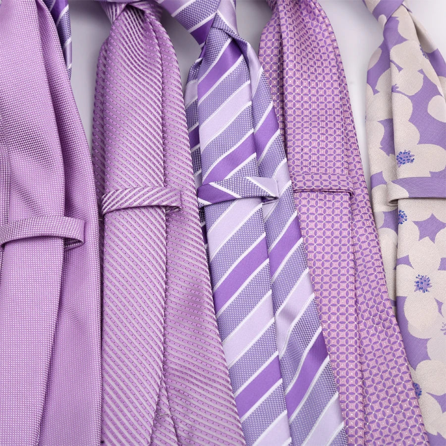 Luxury 8CM Mens Necktie Purple Color Stripes Floral Plaid Solid Dot Ties For Man Groom Neck Tie For Business Wedding Party - Image 3