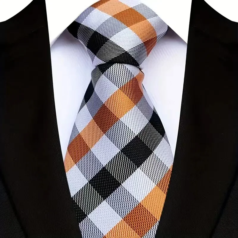 Luxury 8CM Mens Ties Plaid Checks Stripes Classic Business Necktie Jacquard Woven Neck ties For Men Groom Wedding Party Neckwear - Image 15