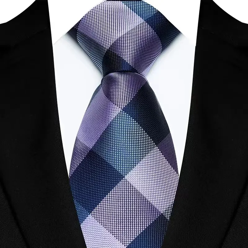 Luxury 8CM Mens Ties Plaid Checks Stripes Classic Business Necktie Jacquard Woven Neck ties For Men Groom Wedding Party Neckwear - Image 20