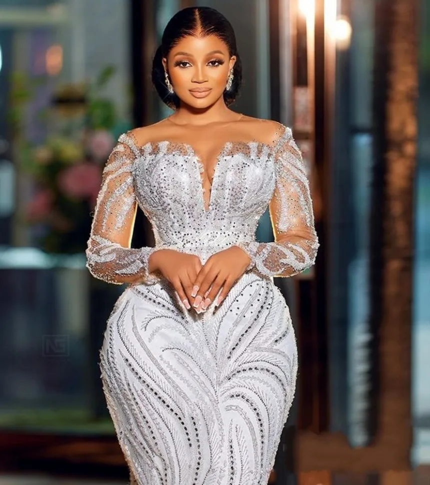 Luxury Arabic Dubai Bridal Wedding Dresses for Women 2024 Sheer Beading Crystal Bride Gown Vestidos Novia Robe De Mariage - Image 4