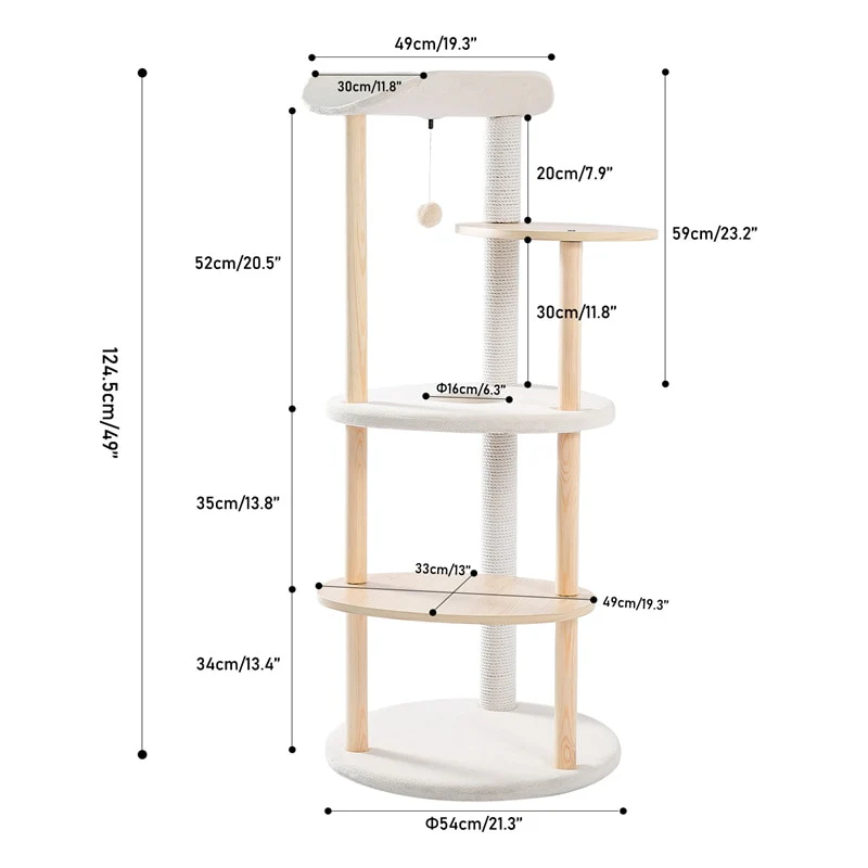 Luxury Cat Tree Large Climbing Frame Multi-Layer Scratching Post Resistant Sisal Cat Tree with Hanging Ball Kittern Playground - Image 13