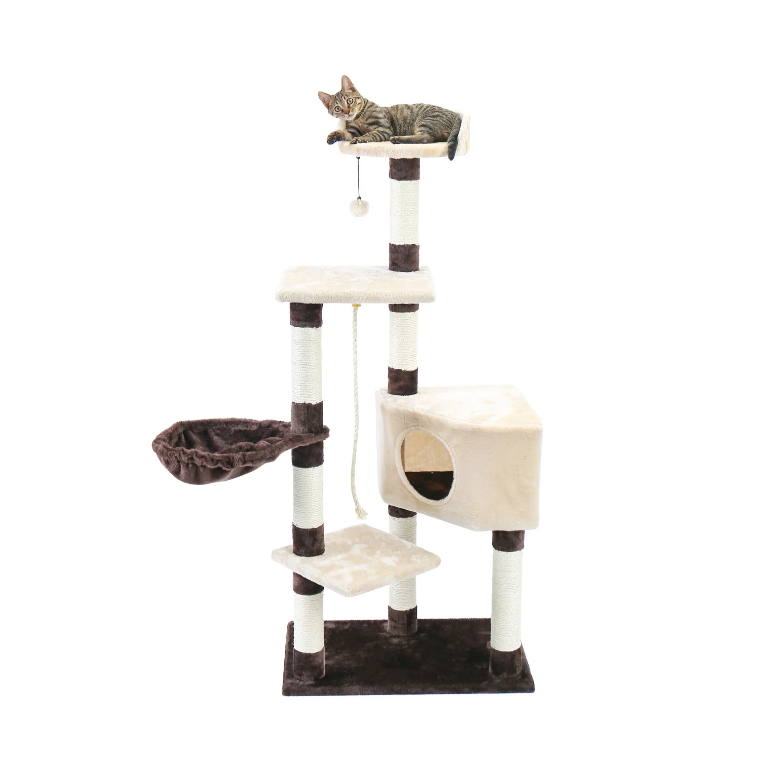 Luxury Cat Tree Large Climbing Frame Multi-Layer Scratching Post Resistant Sisal Cat Tree with Hanging Ball Kittern Playground - Image 2