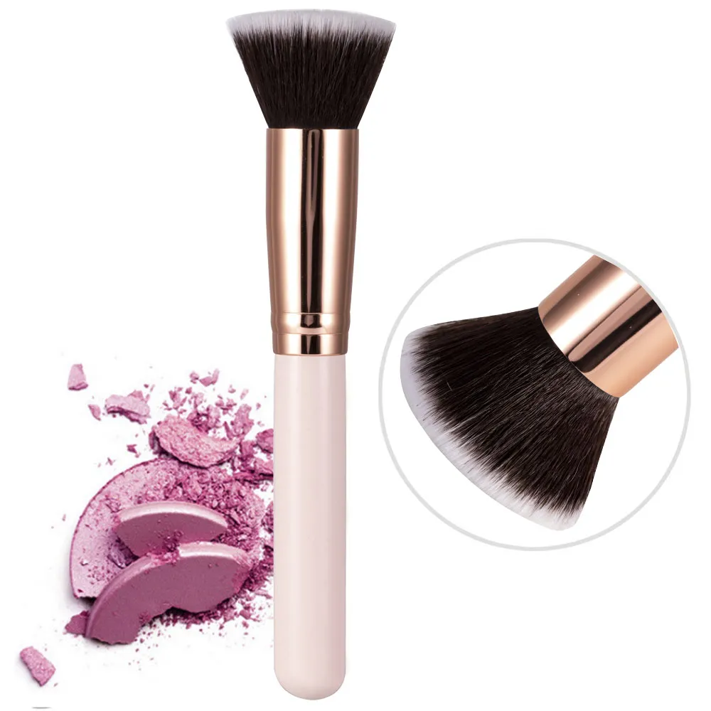 Luxury Champagne Makeup Brushes Flat Top Foundation Brush Large Face Brush Repair brush contour brush for Liquid Cream Powder - Image 2