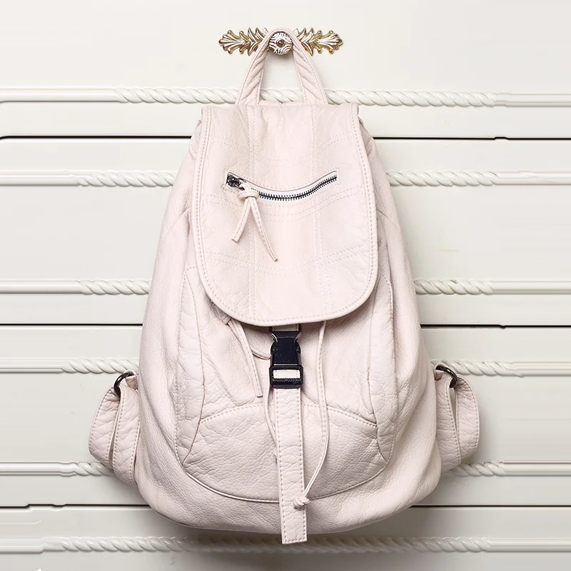 Luxury Famous Brand Designer Washed Leather Women Backpack Female Casual Shoulders Bag Teenager School Bag Fashion Women's Bags - Image 7