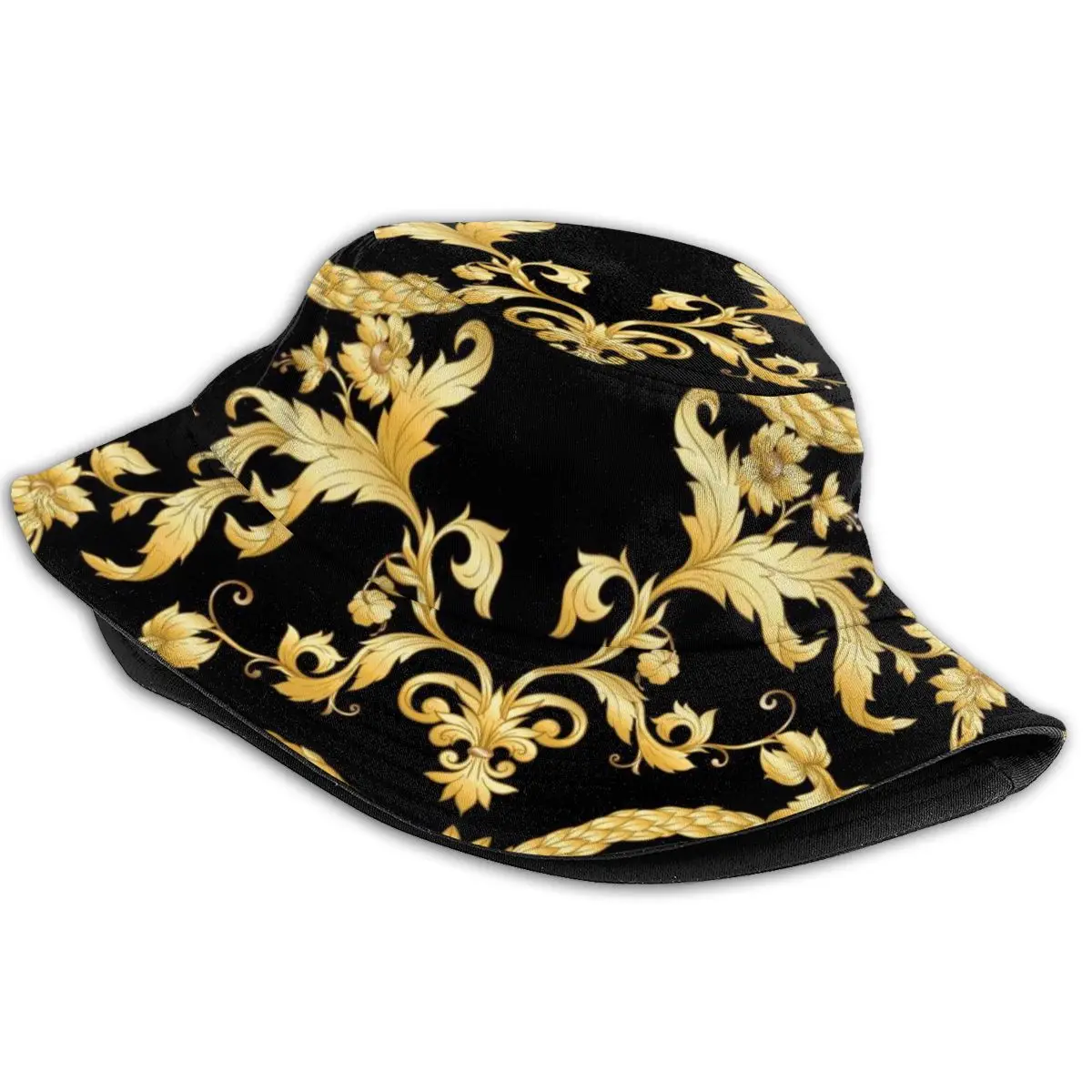 Luxury Floral Pattern Flowers Golden Fisherman's Hat Women Fashion Summer Hiking Hats for Girls Ladies Outdoor Sun Hat Dropship - Image 2