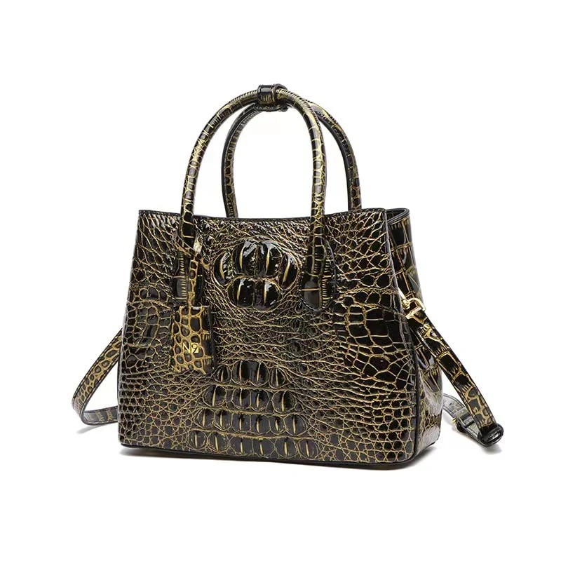 Luxury Genuine Leather Women Handbags Fashion Crocodile Pattern Lady Small Shoulder Messenger Bag Girl Pink Top Handle Tote Bags - Image 2