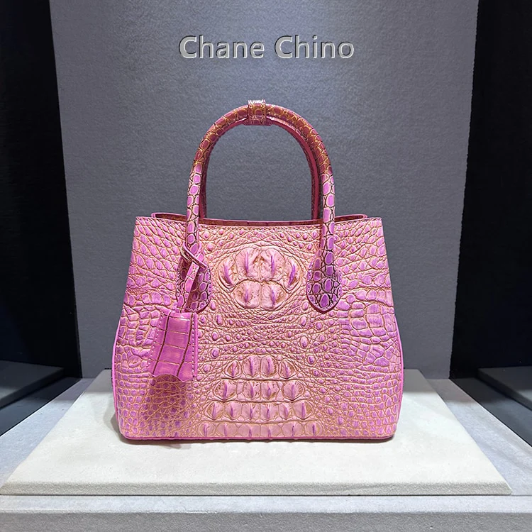 Luxury Genuine Leather Women Handbags Fashion Crocodile Pattern Lady Small Shoulder Messenger Bag Girl Pink Top Handle Tote Bags - Image 4