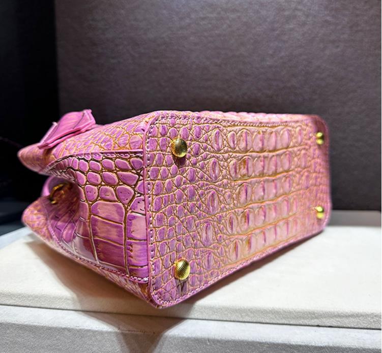 Luxury Genuine Leather Women Handbags Fashion Crocodile Pattern Lady Small Shoulder Messenger Bag Girl Pink Top Handle Tote Bags - Image 5