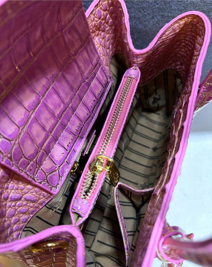 Luxury Genuine Leather Women Handbags Fashion Crocodile Pattern Lady Small Shoulder Messenger Bag Girl Pink Top Handle Tote Bags - Image 6