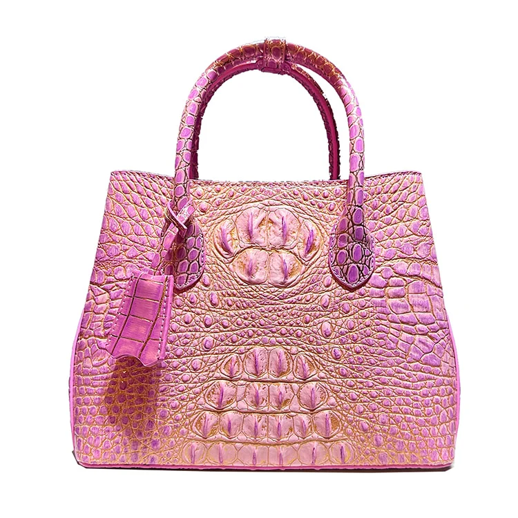 Luxury Genuine Leather Women Handbags Fashion Crocodile Pattern Lady Small Shoulder Messenger Bag Girl Pink Top Handle Tote Bags - Image 8