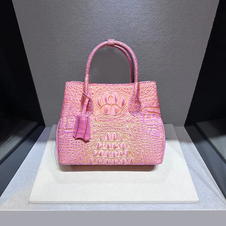 Luxury Genuine Leather Women Handbags Fashion Crocodile Pattern Lady Small Shoulder Messenger Bag Girl Pink Top Handle Tote Bags - Image 9