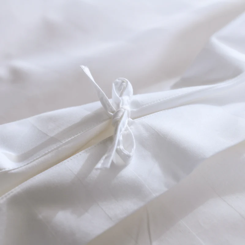 luxury king size 4pcs white 3cm satin stripe hotel 100% cotton quilt cover bedsheets bedding set - Image 5